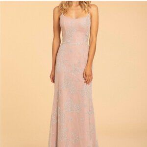 Hayley Paige Occasions Blush Lace Maxi Dress